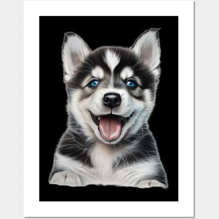 happy sibirian husky Posters and Art